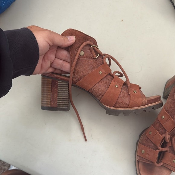 SOREL 7.5 Brown Leather Sandals - Picture 2 of 4